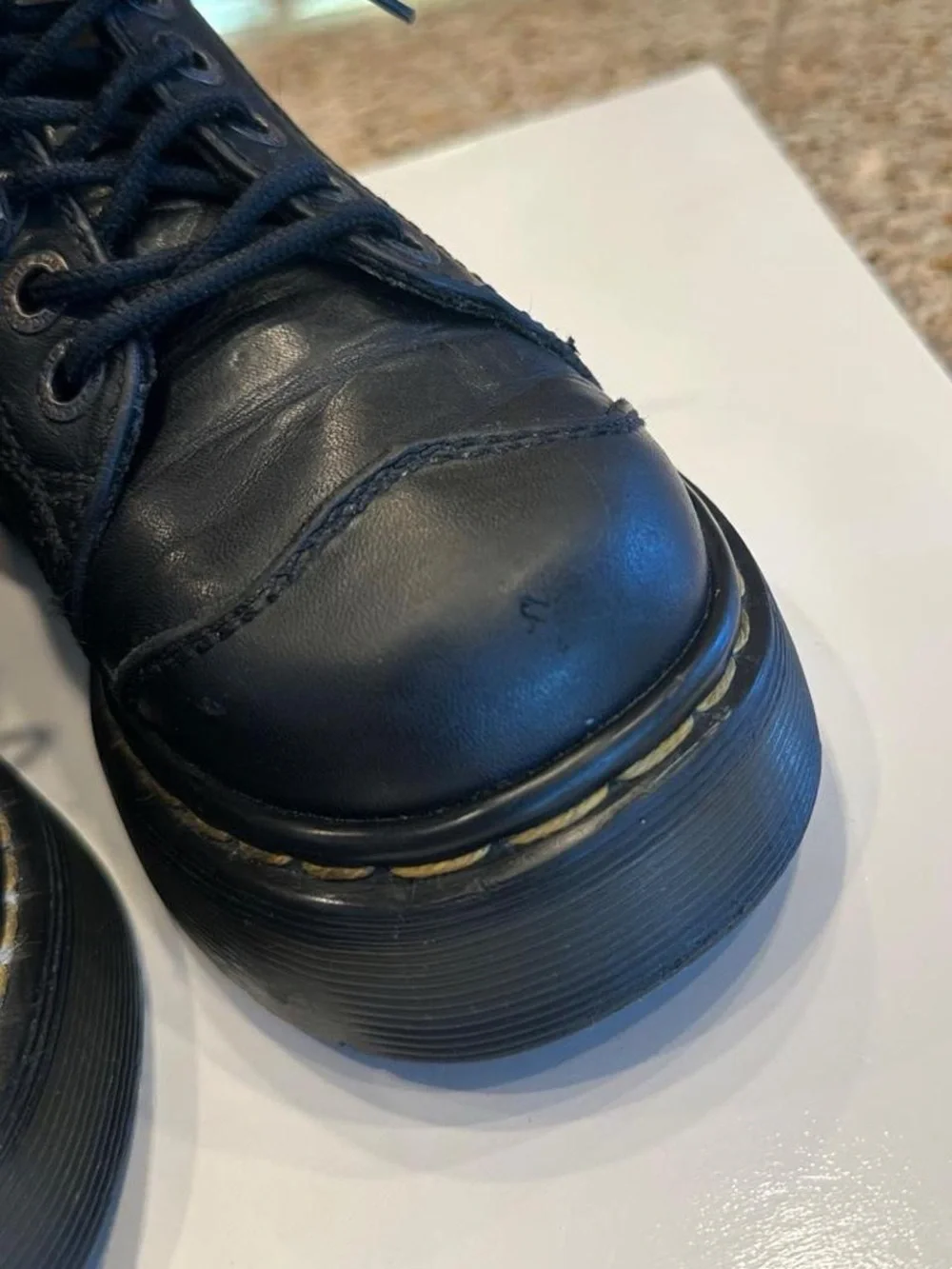 Vintage Dr. Martens 8651 Made in England Black Leather Platform Oxford UK 3
